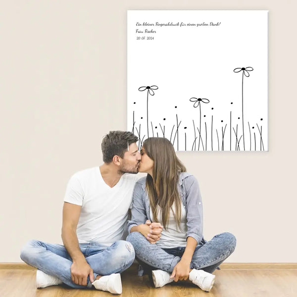 Fingerabdruck-Leinwand Lehrer - Blumenwiese