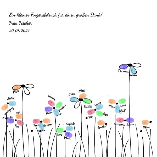Fingerabdruck-Leinwand Lehrer - Blumenwiese