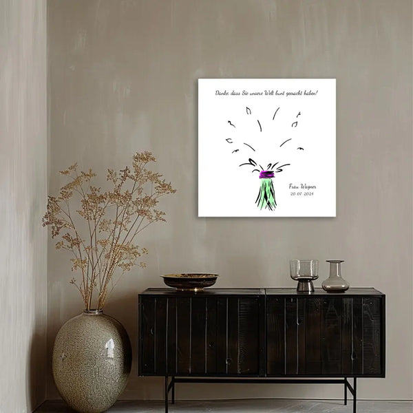 Fingerabdruck-Leinwand Lehrer - Blumenstrauss