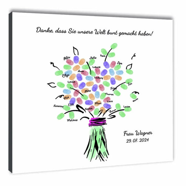Fingerabdruck-Leinwand Lehrer - Blumenstrauss