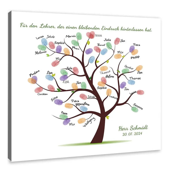 Fingerabdruck-Leinwand Lehrer - Baum
