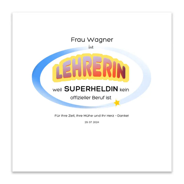 Fingerabdruck-Leinwand Lehrer - Lehrerin Superheld