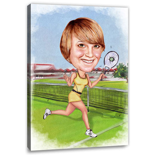 Karikatur vom Foto - Tennis (HD01) - Lustige individuelle Karikatur vom eigenen Foto