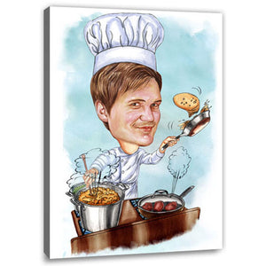 Karikatur vom Foto - El Chef (HD13) - Lustige individuelle Karikatur vom eigenen Foto