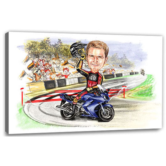 Karikatur vom Foto - Motorrad-Fahrer (HD18) - Lustige individuelle Karikatur vom eigenen Foto