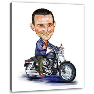 Karikatur vom Foto - Motorrad-Fahrer (HD36) - Lustige individuelle Karikatur vom eigenen Foto