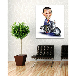 Karikatur vom Foto - Motorrad-Fahrer (HD36) - Lustige individuelle Karikatur vom eigenen Foto