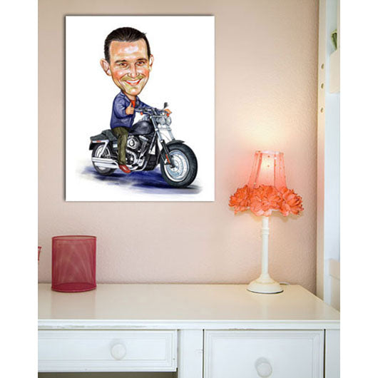 Karikatur vom Foto - Motorrad-Fahrer (HD36) - Lustige individuelle Karikatur vom eigenen Foto