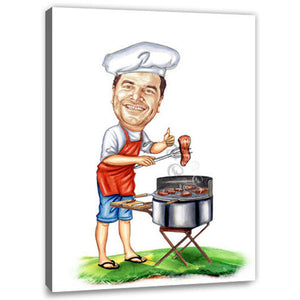 Karikatur vom Foto - Grill-Meister (HD42) - Lustige individuelle Karikatur vom eigenen Foto