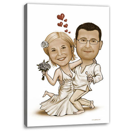 Karikatur vom Foto - Hochzeits-Tanz Sepia (ca1003se) - Lustige individuelle Karikatur vom eigenen Foto