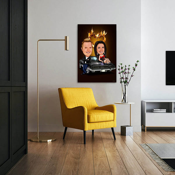 Karikatur vom Foto - Heisses Herz (ca1103) - Lustige individuelle Karikatur vom eigenen Foto