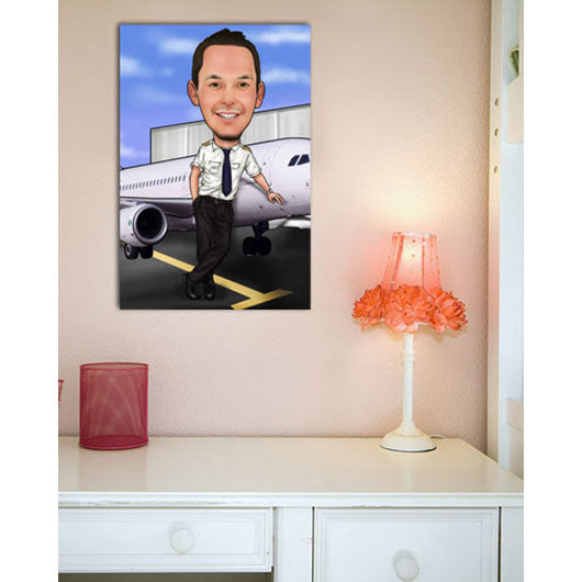 Karikatur vom Foto - Pilot (ca1121) - Lustige individuelle Karikatur vom eigenen Foto