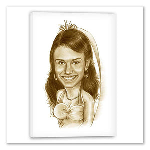 Karikatur vom Foto - Zeichnung Frau sepia (ca1143sewoman) - Lustige individuelle Karikatur vom eigenen Foto