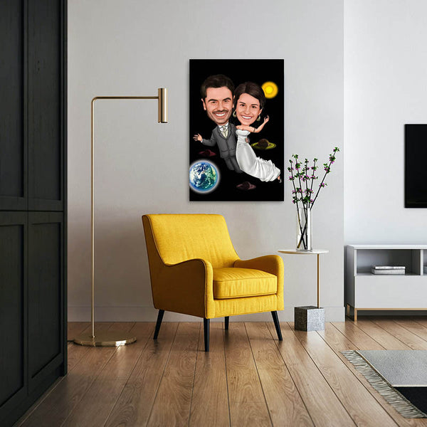 Karikatur vom Foto - Im Weltall (ca1144) - Lustige individuelle Karikatur vom eigenen Foto