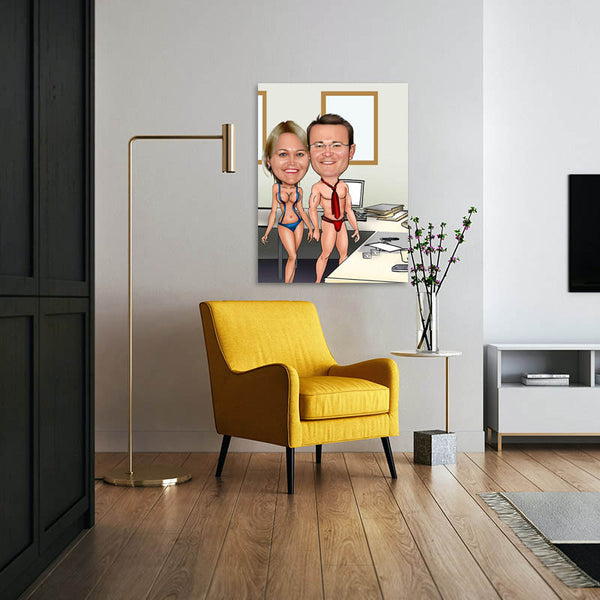 Karikatur vom Foto - Nackt im Büro (ca1147) - Lustige individuelle Karikatur vom eigenen Foto