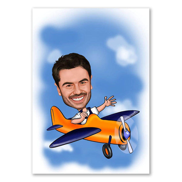 Karikatur vom Foto - Flugzeug (andere Flugzeuge mgl.) (ca114) - Lustige individuelle Karikatur vom eigenen Foto