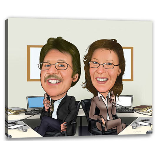 Karikatur vom Foto - Büro Kollegen (ca1169) - Lustige individuelle Karikatur vom eigenen Foto