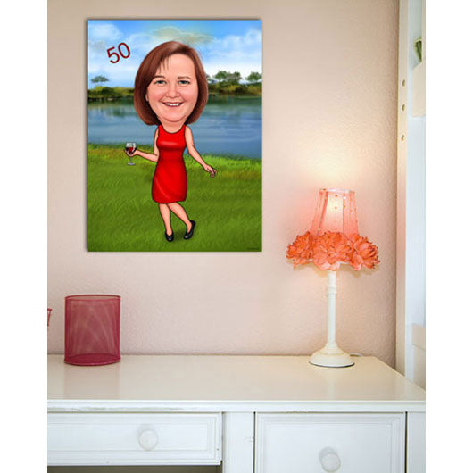 Karikatur vom Foto - Elegante Dame (ca1186) - Lustige individuelle Karikatur vom eigenen Foto