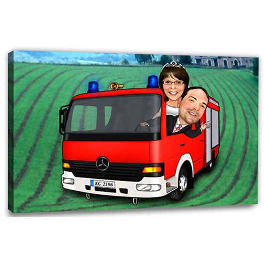Karikatur vom Foto - Feuerwehr-Auto (ca1196) - Lustige individuelle Karikatur vom eigenen Foto