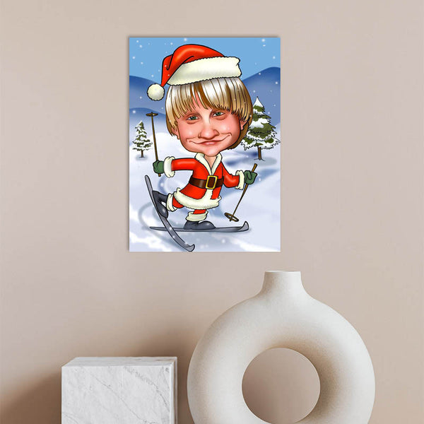 Karikatur vom Foto - Nikolaus im Schnee (ca120) - Lustige individuelle Karikatur vom eigenen Foto