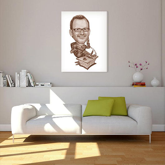 Karikatur vom Foto - Businessman am Telefon Zeichnung sepia (ca1312pense) - Lustige individuelle Karikatur vom eigenen Foto