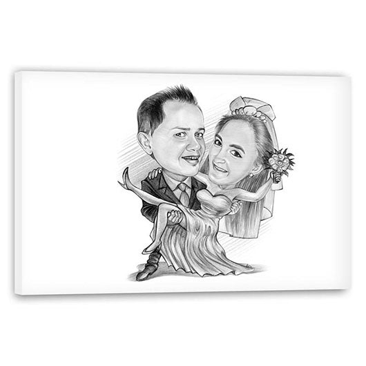 Karikatur vom Foto - Hochzeitstanz mit Schwung Zeichnung (ca1315pen) - Lustige individuelle Karikatur vom eigenen Foto