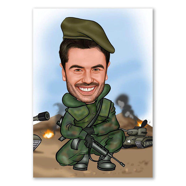 Karikatur vom Foto - Russischer Soldat (ca147) - Lustige individuelle Karikatur vom eigenen Foto