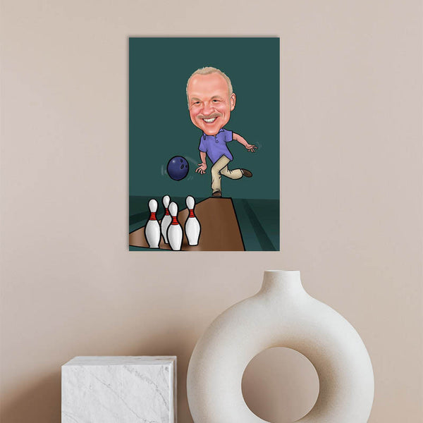 Karikatur vom Foto - Bowling (ca157) - Lustige individuelle Karikatur vom eigenen Foto