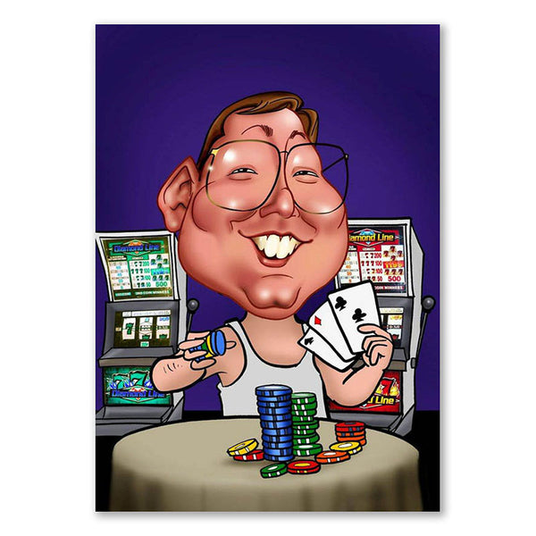 Karikatur vom Foto - Poker (ca159) - Lustige individuelle Karikatur vom eigenen Foto