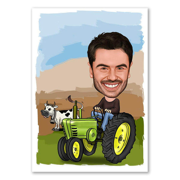Karikatur vom Foto - Traktor (andere Nutzfahrzeuge mgl.) (ca160) - Lustige individuelle Karikatur vom eigenen Foto