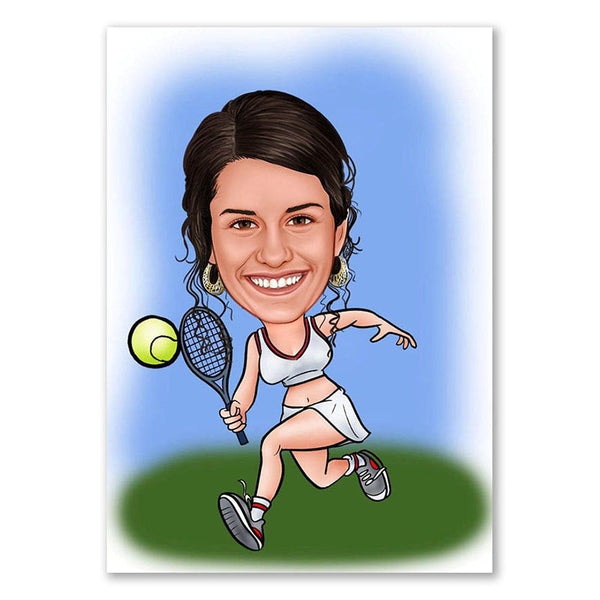 Karikatur vom Foto - Tennis (ca179) - Lustige individuelle Karikatur vom eigenen Foto