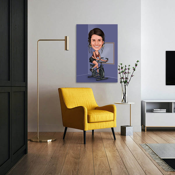 Karikatur vom Foto - Spinning (ca181) - Lustige individuelle Karikatur vom eigenen Foto