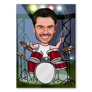 Karikatur vom Foto - Schlagzeug, Drummer (ca193) - Lustige individuelle Karikatur vom eigenen Foto