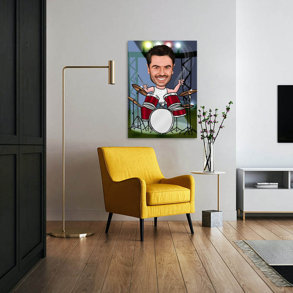 Karikatur vom Foto - Schlagzeug, Drummer (ca193) - Lustige individuelle Karikatur vom eigenen Foto