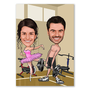 Karikatur vom Foto - Fitness (ca195) - Lustige individuelle Karikatur vom eigenen Foto