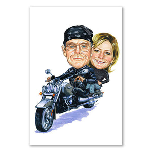 Karikatur vom Foto - Motorrad Paar (ca2043) - Lustige individuelle Karikatur vom eigenen Foto