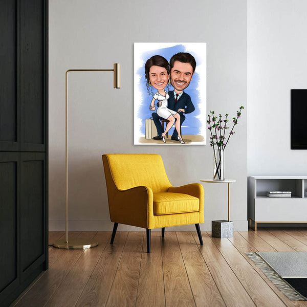 Karikatur vom Foto - Arzt mit Schwester (ca206) - Lustige individuelle Karikatur vom eigenen Foto