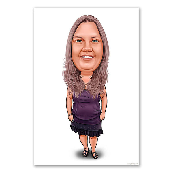 Karikatur vom Foto - Ganzkörper Frau (ca2078) - Lustige individuelle Karikatur vom eigenen Foto