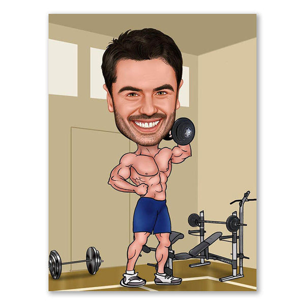 Karikatur vom Foto - Bodybuilding (ca208) - Lustige individuelle Karikatur vom eigenen Foto