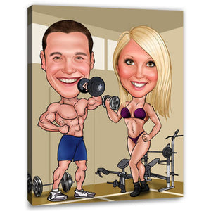 Karikatur vom Foto - Bodybuilding (ca208couple) - Lustige individuelle Karikatur vom eigenen Foto