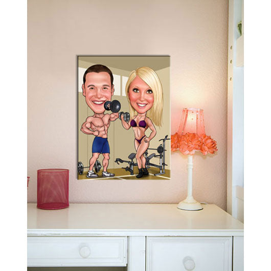 Karikatur vom Foto - Bodybuilding (ca208couple) - Lustige individuelle Karikatur vom eigenen Foto