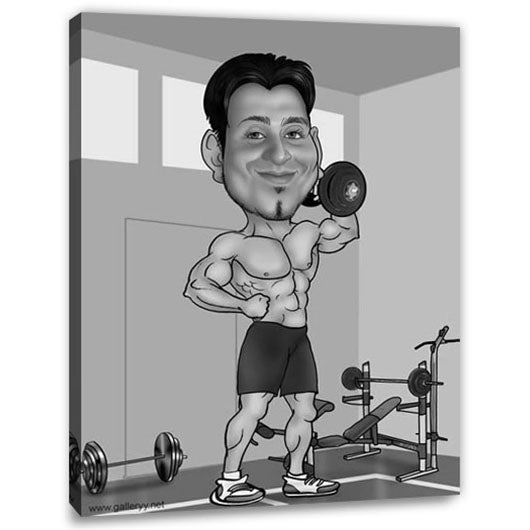 Karikatur vom Foto - Bodybuilding SW (ca208sw) - Lustige individuelle Karikatur vom eigenen Foto