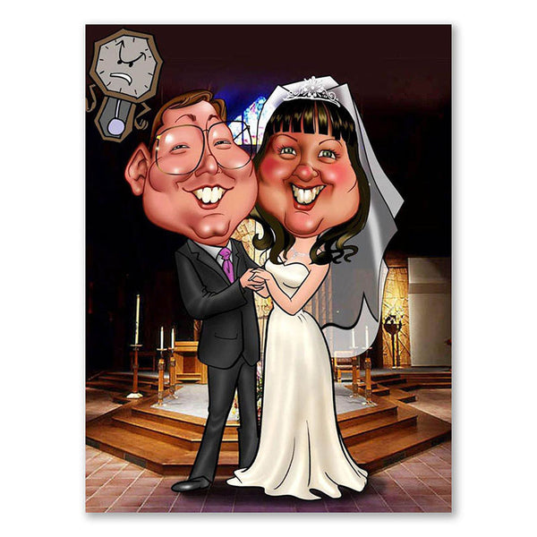 Karikatur vom Foto - Hochzeit Kirche (ca209) - Lustige individuelle Karikatur vom eigenen Foto