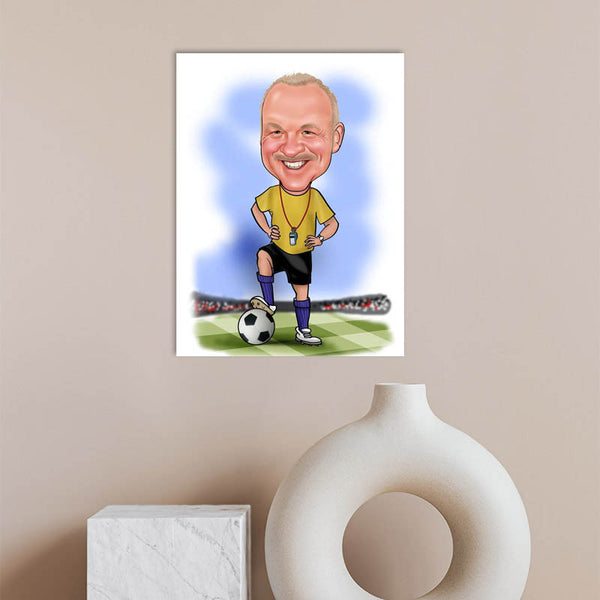 Karikatur vom Foto - Fussball Trainer (andere Vereins-Shirts mgl.) (ca214) - Lustige individuelle Karikatur vom eigenen Foto