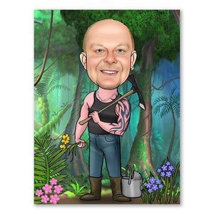 Karikatur vom Foto - Urwald (ca216) - Lustige individuelle Karikatur vom eigenen Foto