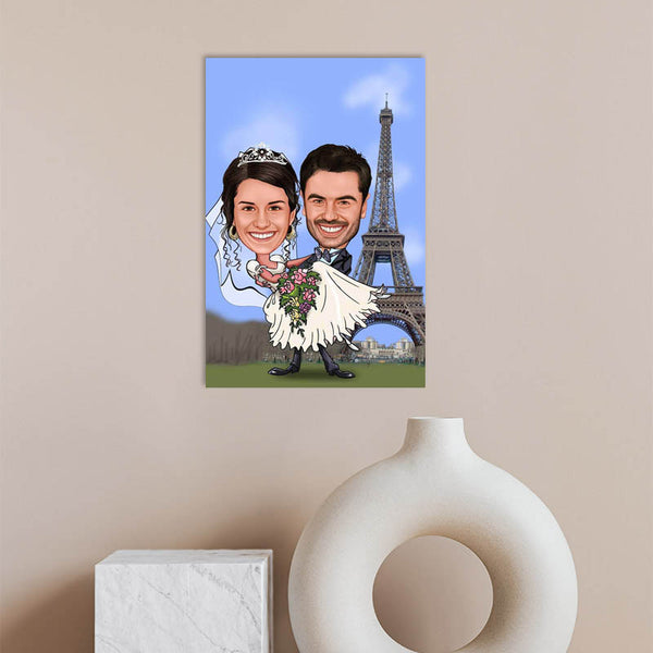 Karikatur vom Foto - Hochzeit Paris (andere Städte mgl.) (ca223) - Lustige individuelle Karikatur vom eigenen Foto