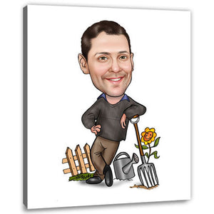 Karikatur vom Foto - Garten Chef WB (ca225wb) - Lustige individuelle Karikatur vom eigenen Foto