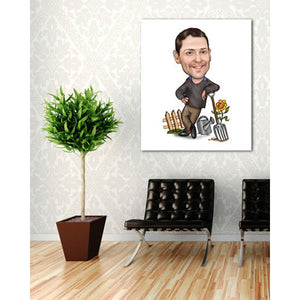 Karikatur vom Foto - Garten Chef WB (ca225wb) - Lustige individuelle Karikatur vom eigenen Foto