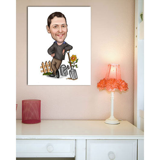 Karikatur vom Foto - Garten Chef WB (ca225wb) - Lustige individuelle Karikatur vom eigenen Foto