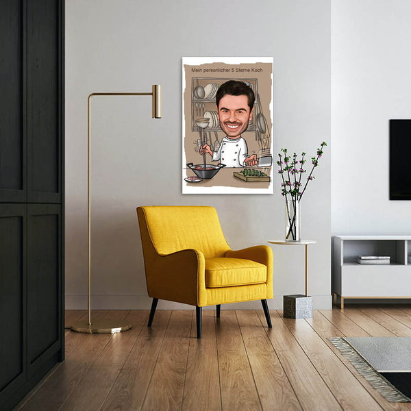 Karikatur vom Foto - Sterne Koch (ca235) - Lustige individuelle Karikatur vom eigenen Foto